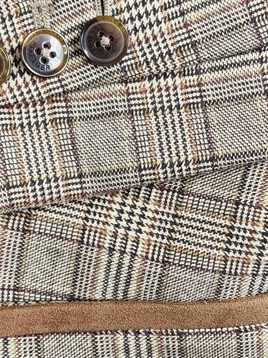 Tommy Hilfiger Women's Blazer Jacket Size 4 Brown Plaid Elbow Patches FLAW - Picture 7 of 16